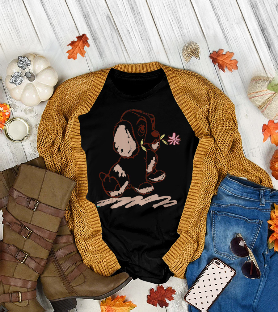 Disney Lady And The Tramp Lady Puppy Sketch With Flower T-Shirt