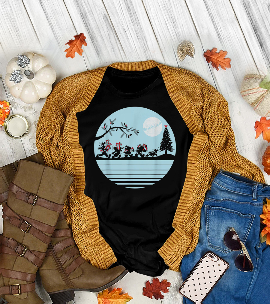 Disney Mickey And Friends Holiday Moonlit Christmas Scene T-Shirt