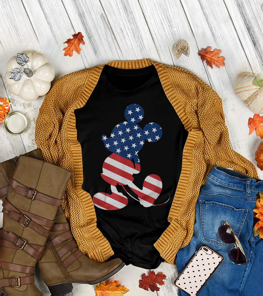 Mickey Mouse American Flag Disney Usa T-Shirt