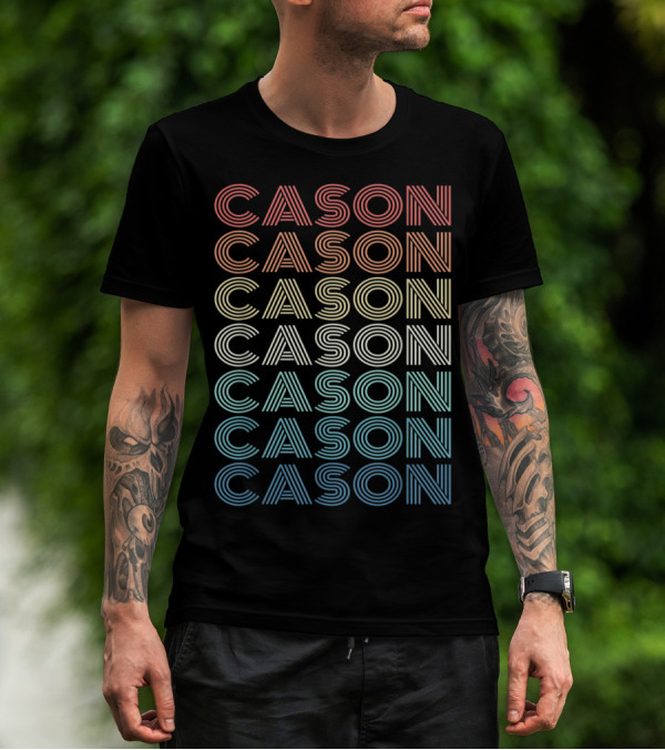 Cason First Given Name Cason Repeated Multicolor Lines T-Shirt