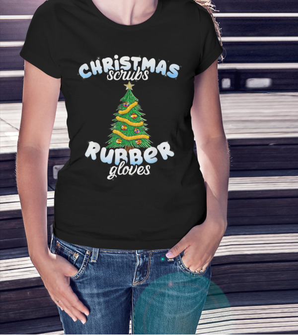 Christmas Scrubs Rubber Gloves Christmas Tree T-Shirt