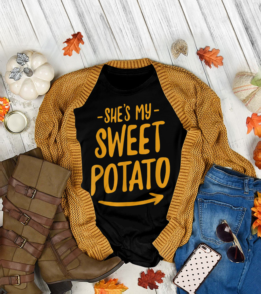 She's My Sweet Potato Funny Couples Matching Arrow T-Shirt