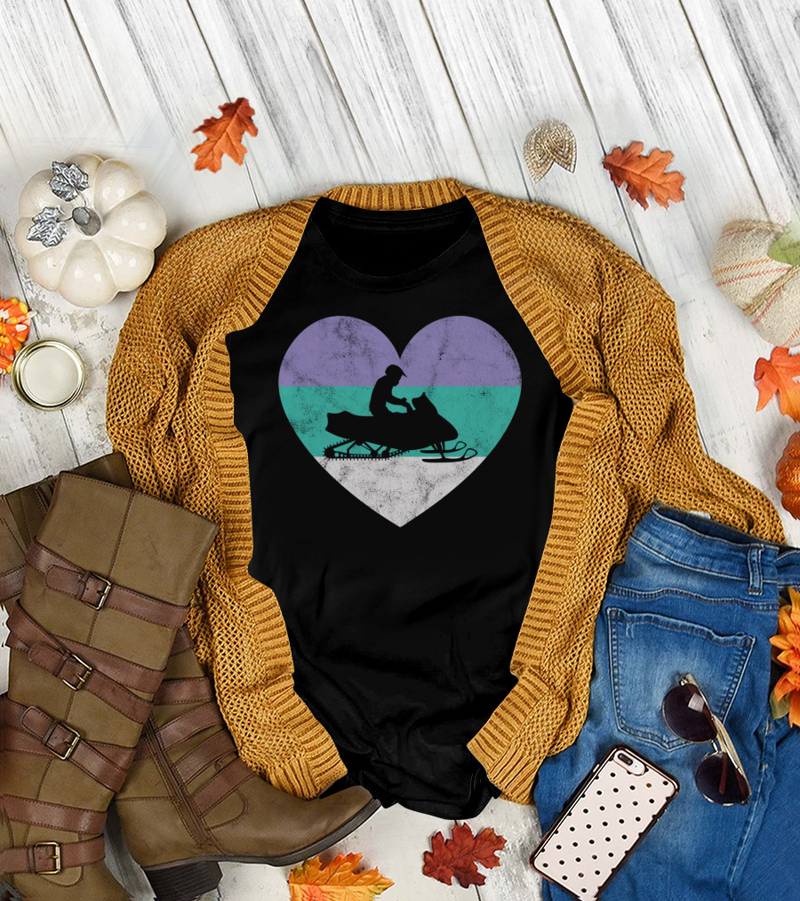 Snowmobile Heart with Genderqueer Pride Colors T-Shirt