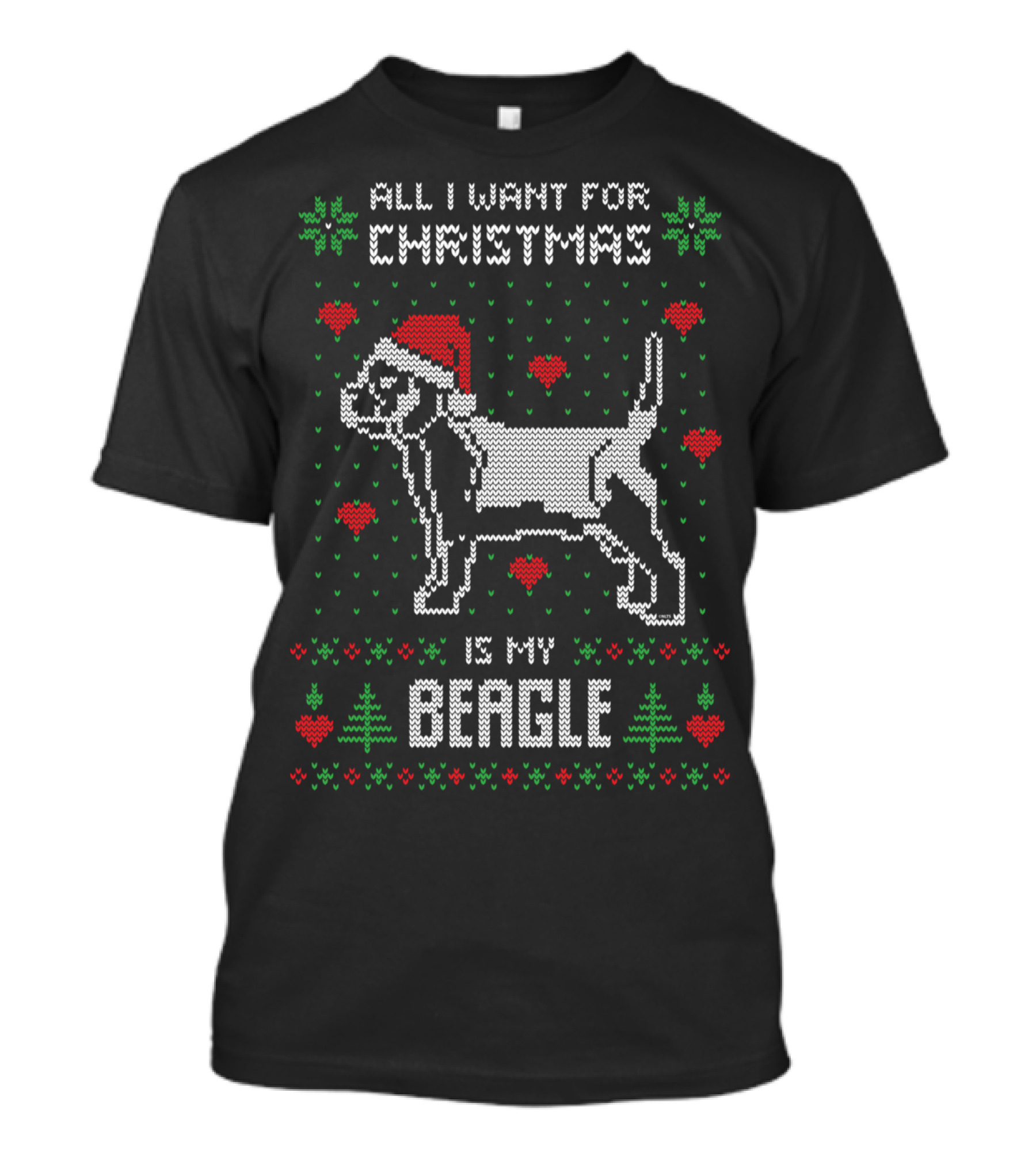 All I Want For Christmas Is My Beagle Santa Hat And Holiday T-Shirt