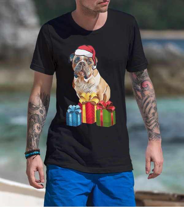 At's Avah Dog With Santa Hat And Christmas Presents T-Shirt