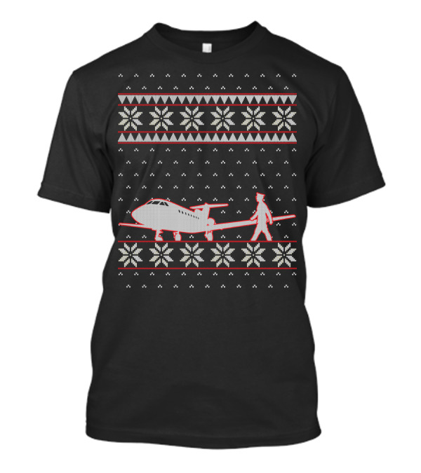 Aviation Pilots Ugly Christmas Sweater Flight Snowflakes Airplane Festive T-Shirt