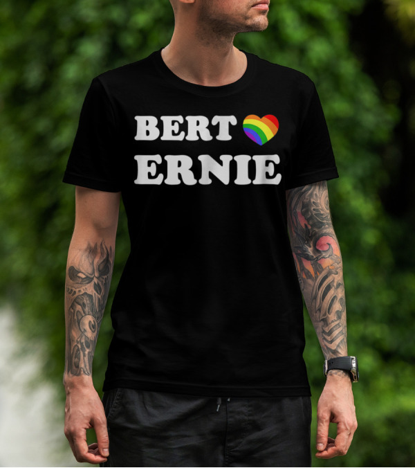 Bert Ernie Rainbow Heart Love T-Shirt