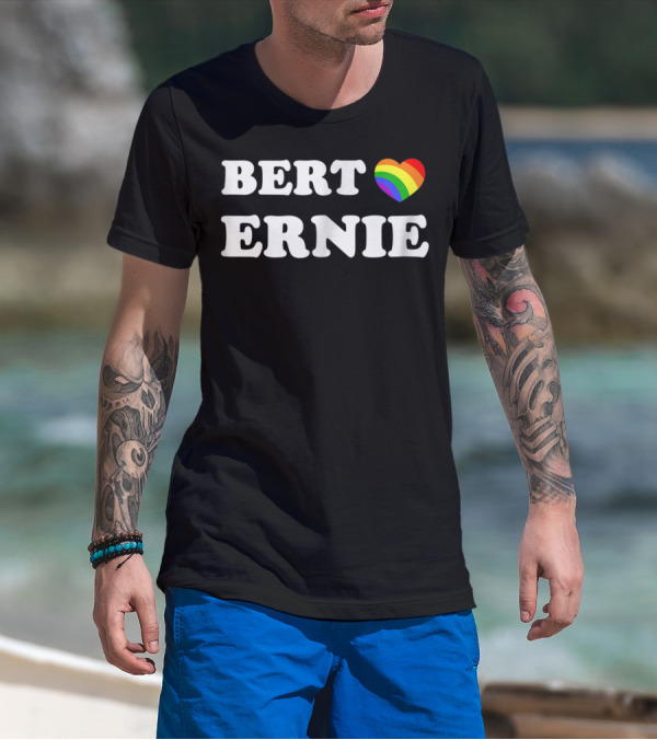 Bert Ernie Rainbow Heart Love T-Shirt