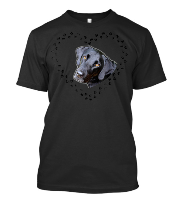 Black Labrador Retriever Heart Paw Prints T-Shirt