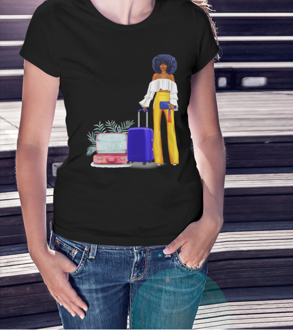 Catch Flights Not Feelings Black Woman Travel T-Shirt