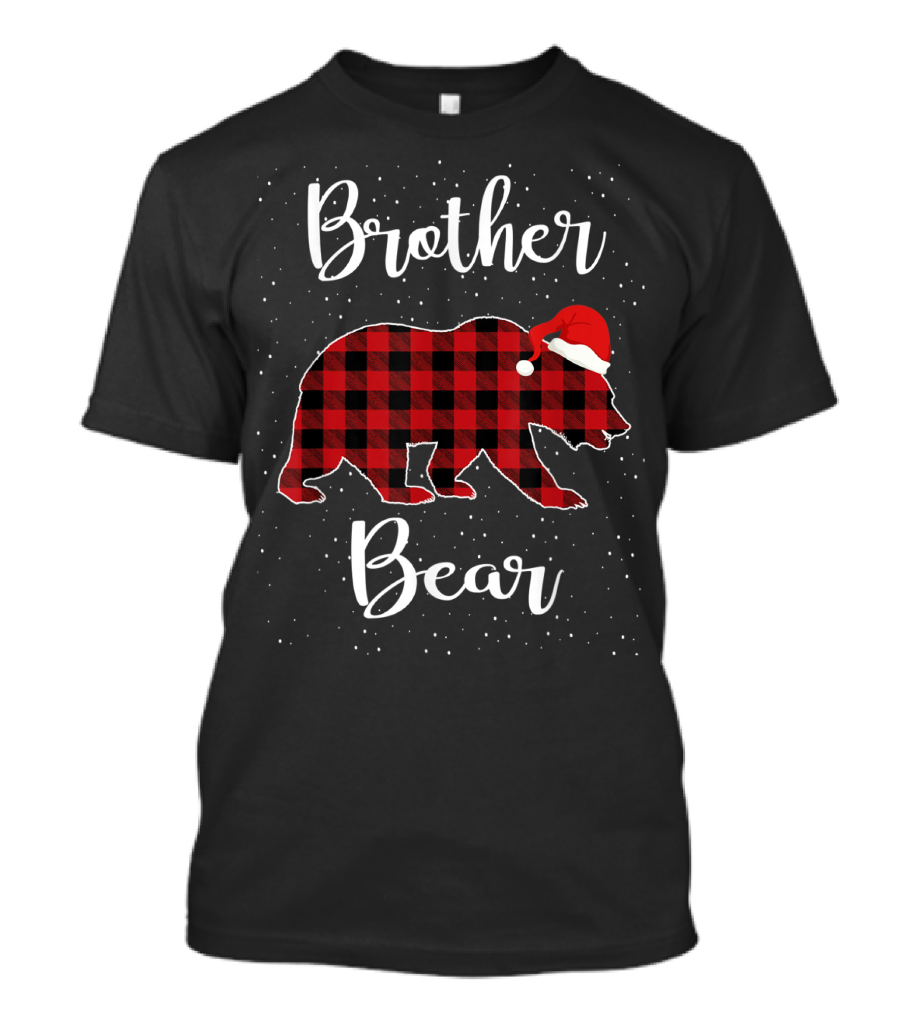 Brother Bear Christmas Plaid Santa Hat Family T-Shirt