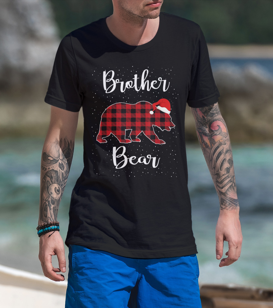 Brother Bear Christmas Plaid Santa Hat Family T-Shirt