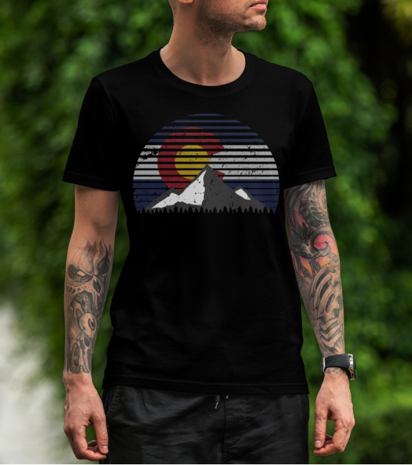 Colorado Flag With Mountain And Stripes T-Shirt