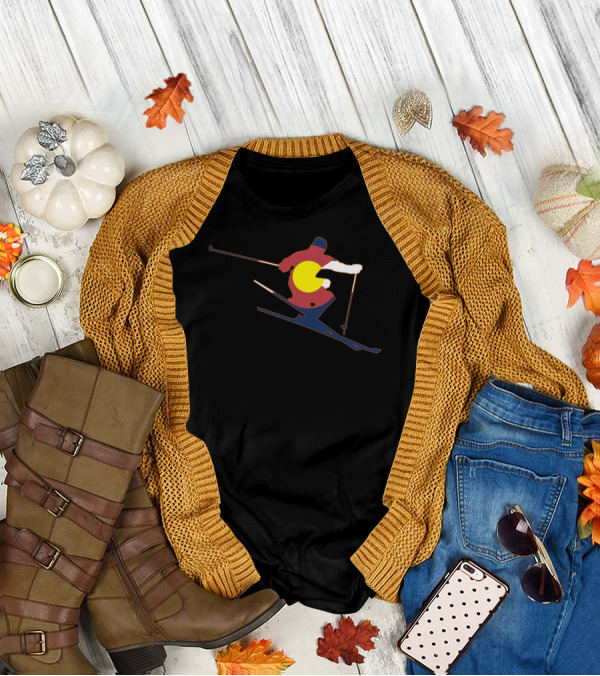 Colorado Flag Skier Jumping Longsleeve T-Shirt
