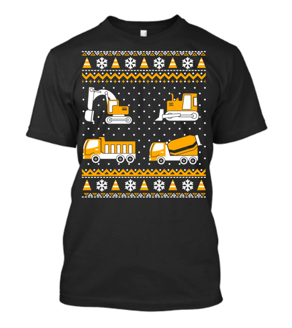 Excavator Bulldozer Dump Trucks Cement Mixer Construction T-Shirt