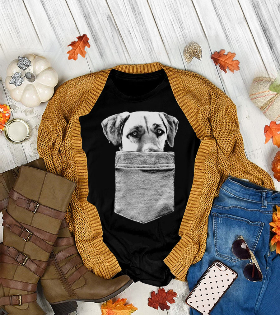 Black Mouth Cur Hidden in Pocket T-Shirt