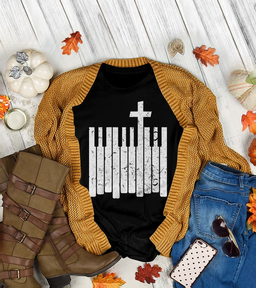 Christian Band Piano Rock Cross Keyboard T-Shirt