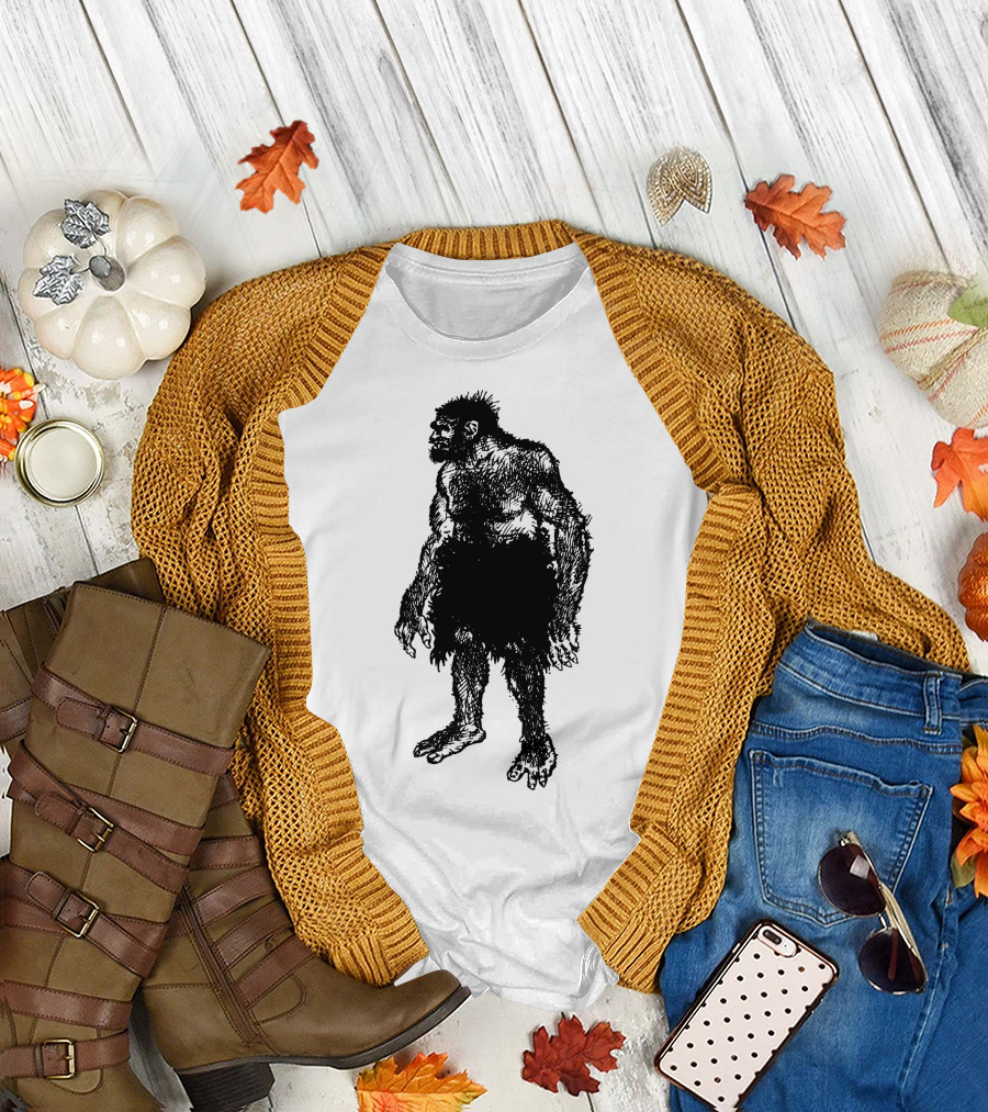 Classic Caveman Neanderthals Silhouette Sketch T-Shirt