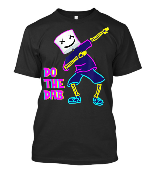Goofy Marshmallow Face Dab Neon Skeleton DJ T-Shirt