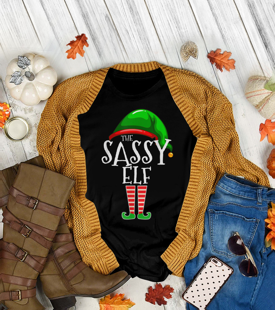 The Sassy Elf Christmas Family Group Matching Pajamas T-Shirt