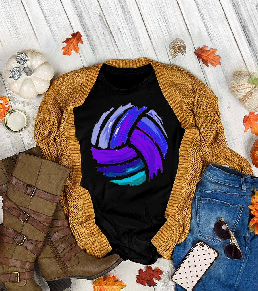 Volleyball Blue Purple Brush Strokes for N Girls T-Shirt