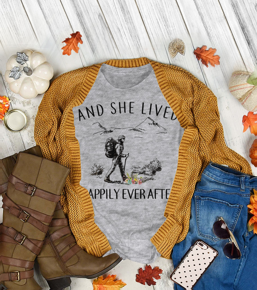 And She Lived Happily Ever After Hiking Nature Scene T-Shirt