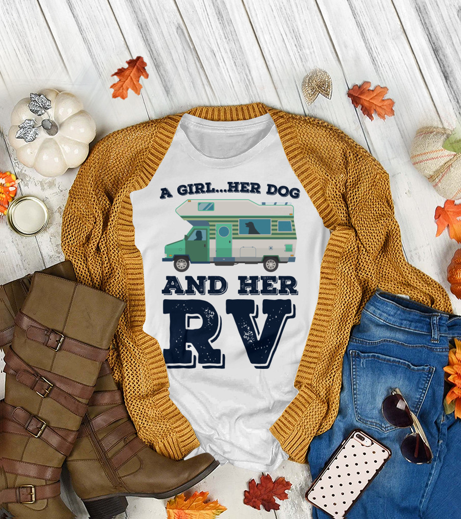 A Girl Her Dog And Her RV Adventure T-Shirt