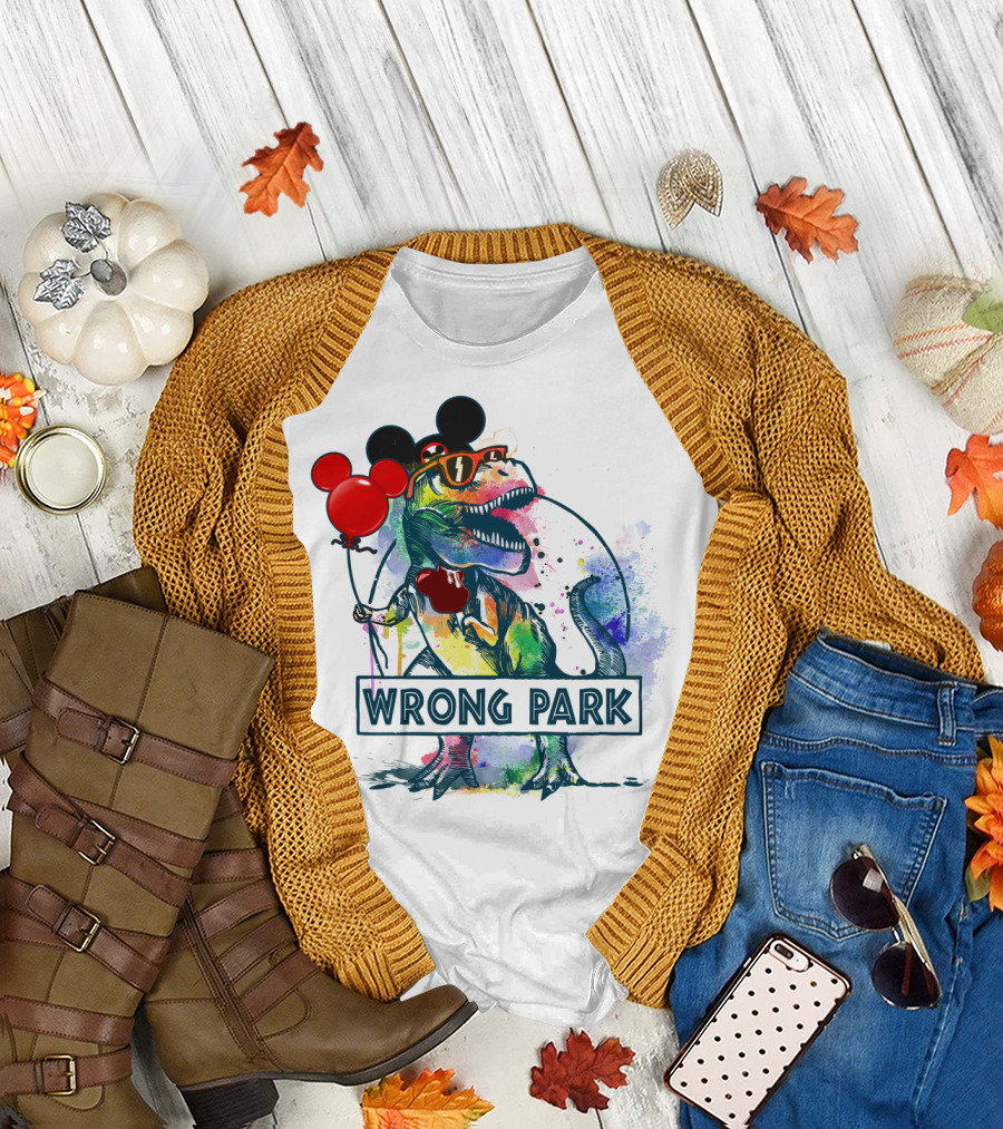 Wrong Park T Rex with Mickey Ears and Balloon T-Shirt