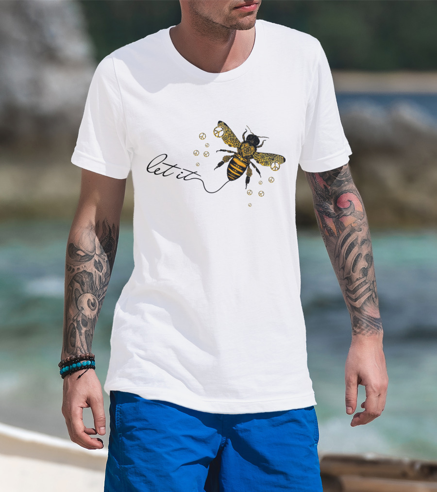 Let It Bee With Peace Signs And Honey Bee T-Shirt