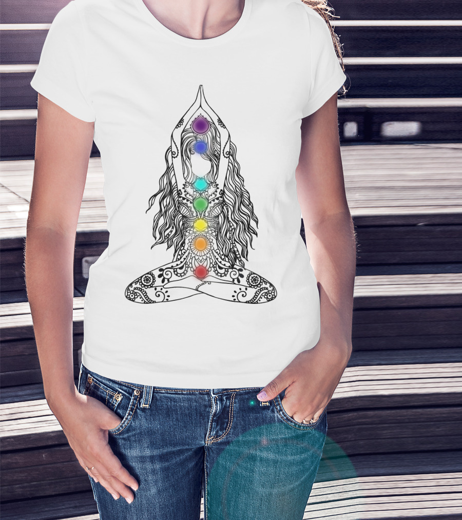 Yoga Chakra Meditation Mandala Colorful Pose T-Shirt
