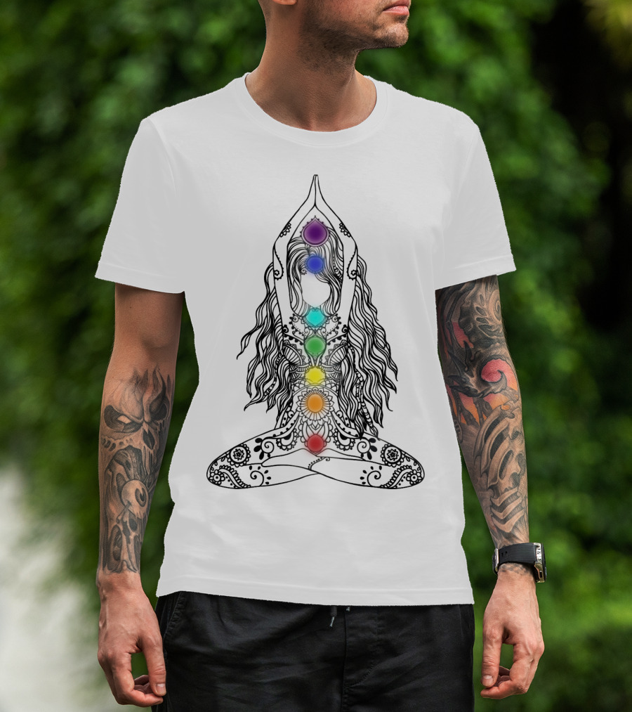 Yoga Chakra Meditation Mandala Colorful Pose T-Shirt