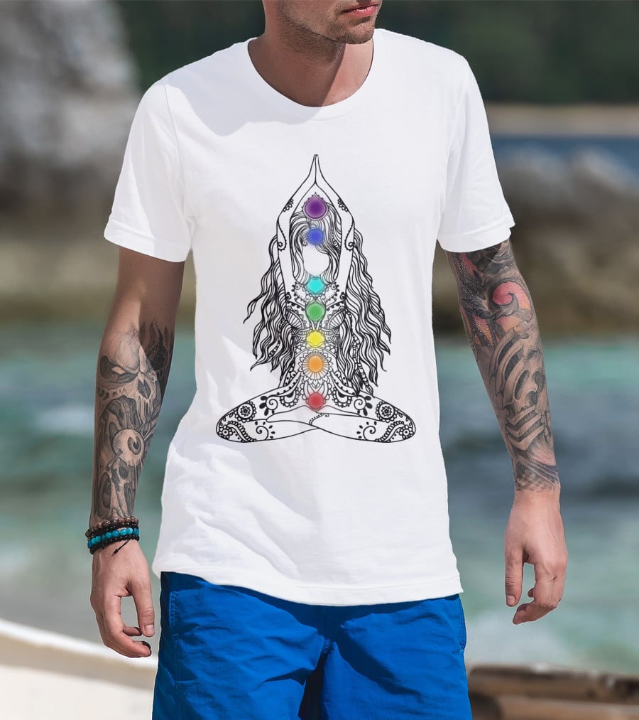 Yoga Chakra Meditation Mandala Colorful Pose T-Shirt