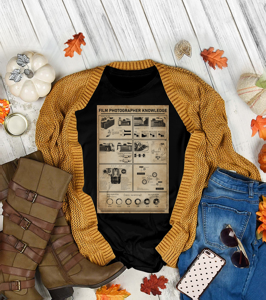 Film Photographer Knowledge Vintage Camera Instructions Lens Aperture Guide T-Shirt