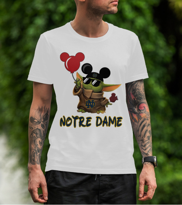 Notre Dame Baby Yoda Mickey Balloons T-Shirt