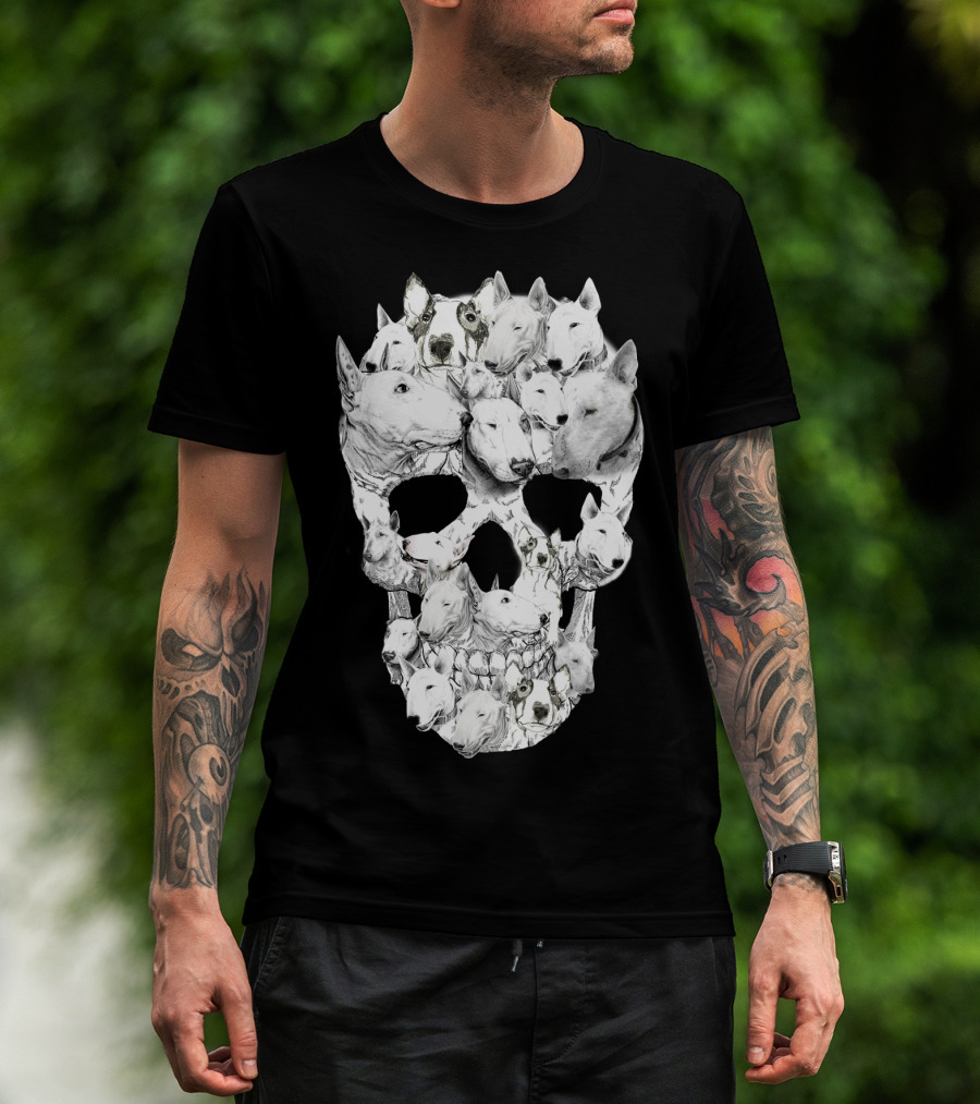 Bull Terrier Faces Forming A Skull T-Shirt