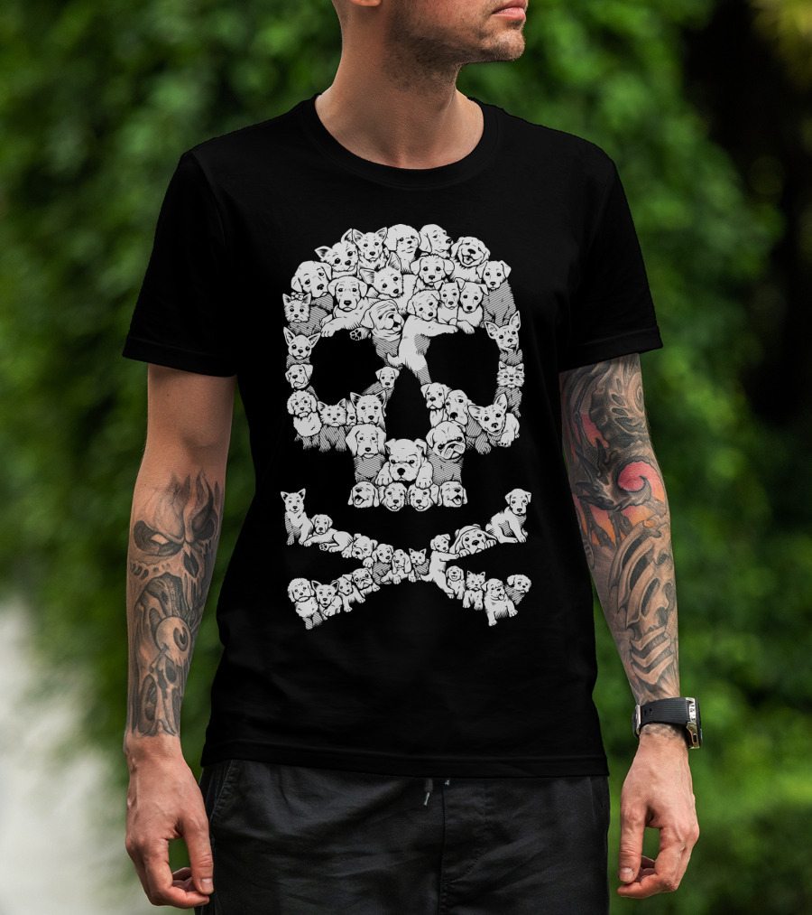 Skull Made Of Playful Puppies And Dogs T-Shirt