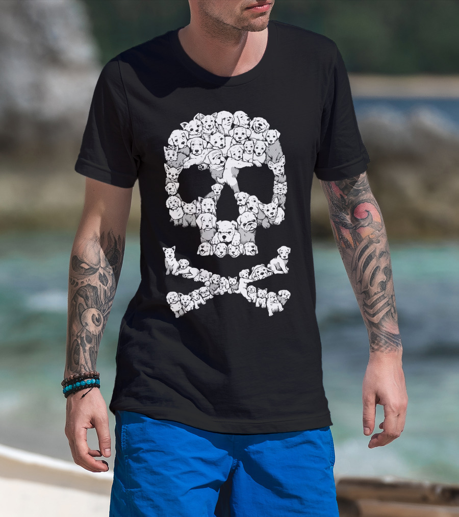 Skull Made Of Playful Puppies And Dogs T-Shirt