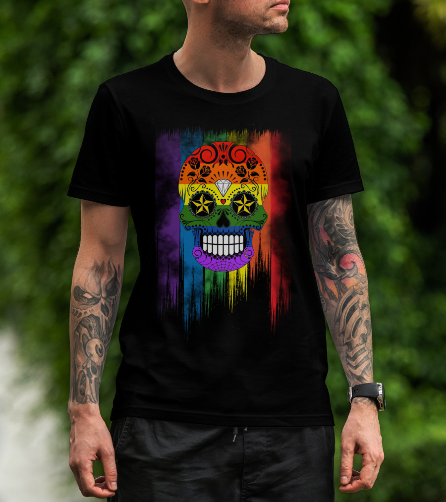 Skull Star Diamond Rainbow Sugar Skull T-Shirt