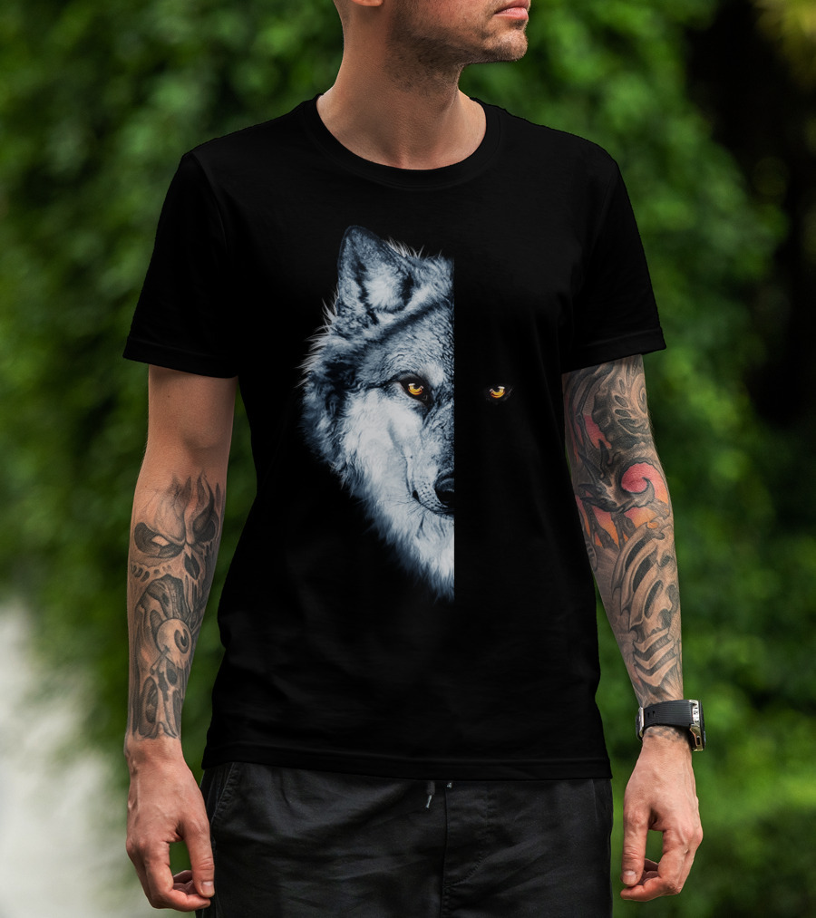 Wolf 2 Faces Half Hidden Dual Glare T-Shirt