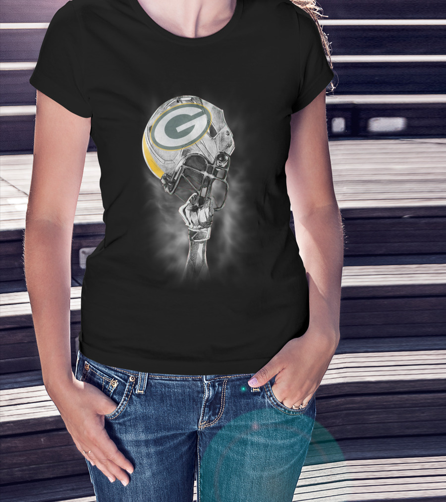 Green Bay Packers Football Helmet Artwork T-Shirt