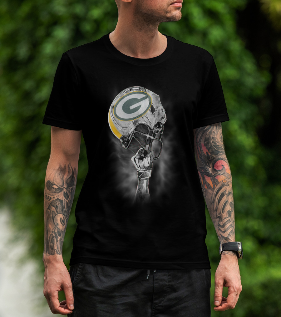 Green Bay Packers Football Helmet Artwork T-Shirt