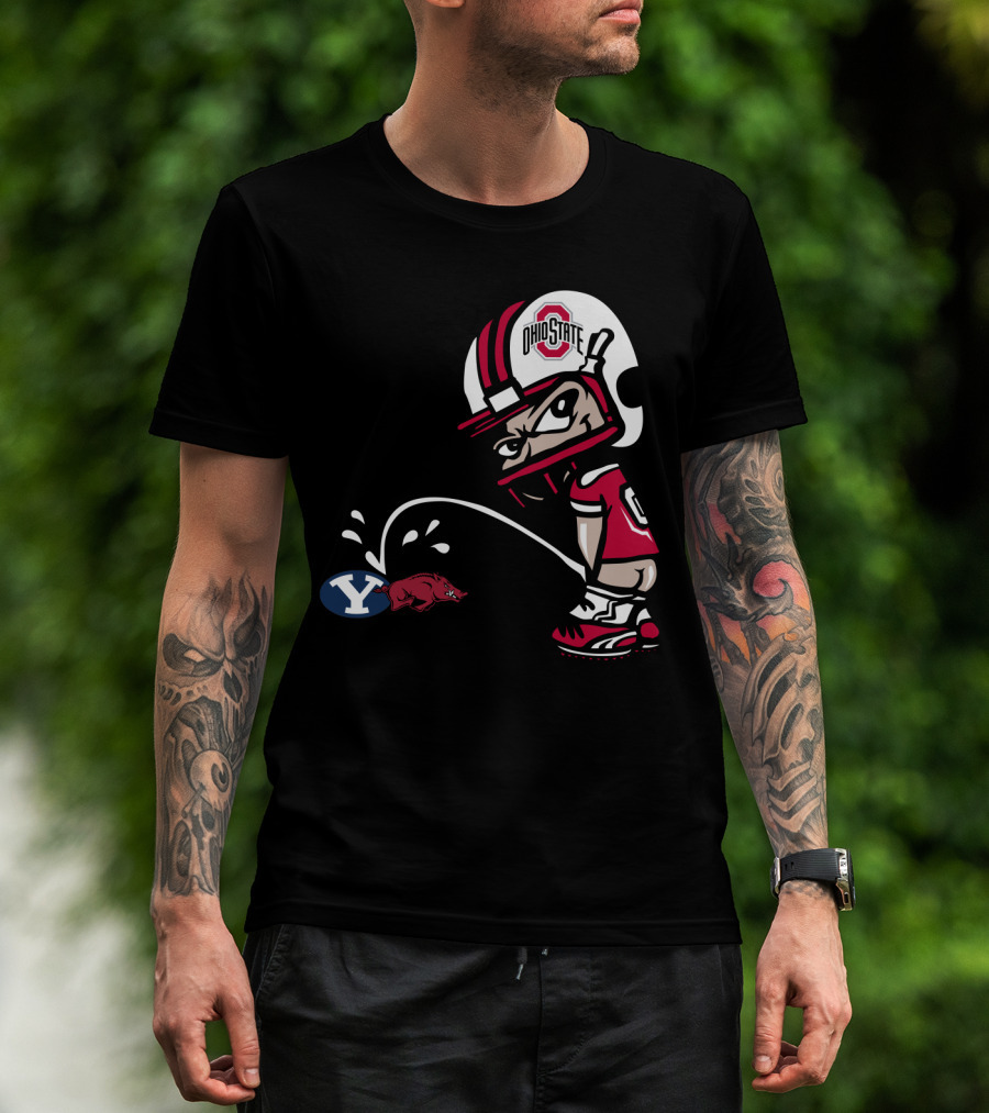 Ohio State Buckeyes College Football Rivalry Cartoon Helmet T-Shirt