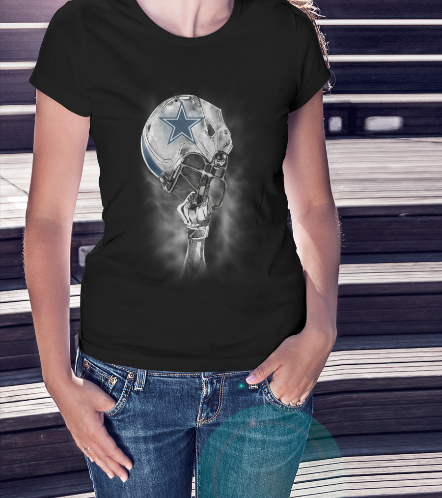 Dallas Cowboys Star Emblem On Raised Football Helmet T-Shirt