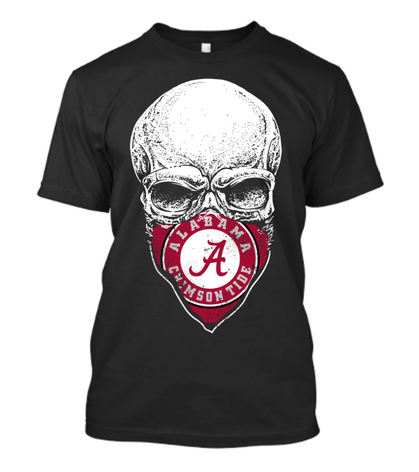 Alabama Crimson Tide A Logo Skull Face Mask T-Shirt