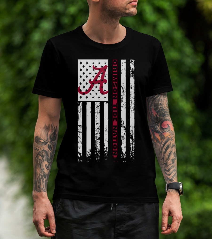 Alabama Crimson Tide Flag Crimson Tide Nation T-Shirt