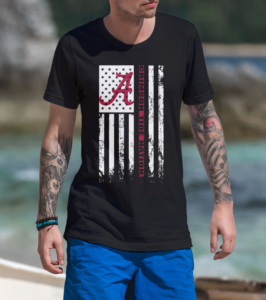 Alabama Crimson Tide Flag Crimson Tide Nation T-Shirt
