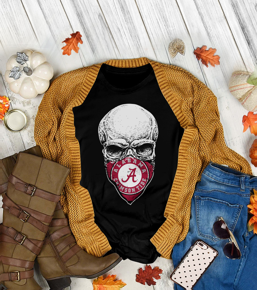 Alabama Crimson Tide Skull Bandana A T-Shirt