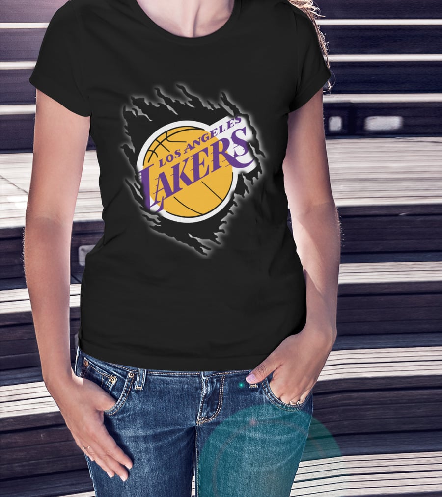 Los Angeles Lakers Basketball Emblem With Distressed T-Shirt
