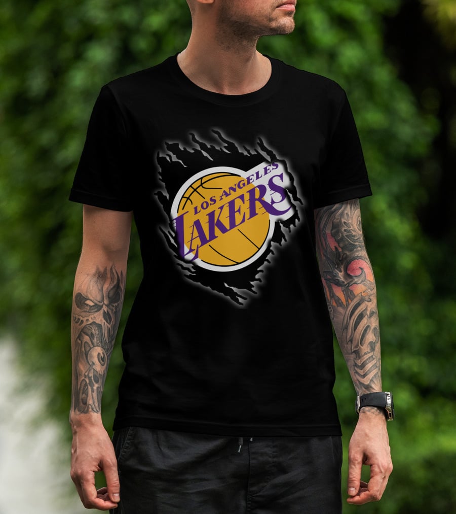 Los Angeles Lakers Basketball Emblem With Distressed T-Shirt