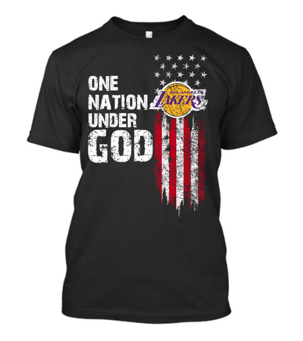 One Nation Under God Los Angeles Lakers American Flag Stars And Stripes T-Shirt